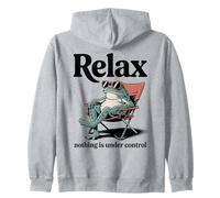 Raccoon Relax Nothing Is Under Control Quote Zip Hoodie