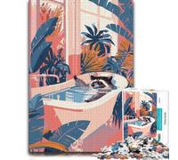 Raccoon Relaxing in Bathtub Surrounded by Pla Jigsaw Puzzle, 500 Pieces | Shared puzzle challenge: activity for family time alone or together.