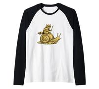 Raccoon Riding Snail Fantasy Animal Warrior Cute Raglan Baseball Tee