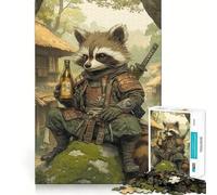 Raccoon Samurai 1000 Piece Jigsaw Puzzle for Teenagers Fine Logic Toy Relaxing Fun Neat Edge Wall Art Decor (38x26cm)