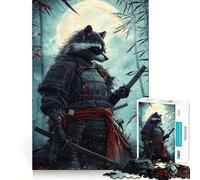 Raccoon Samurai Hard Jigsaw Puzzle for Adults 1000 Pieces Improve Memory Relaxed Mind Sharp Edge Stylish Gift (38x26cm)