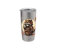 Raccoon Samurai Japanese Warrior Anime Ukiyo-e Woodblock Art Stainless Steel Insulated Tumbler