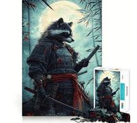 Raccoon Samurai Jigsaw Puzzles for Teenagers 1000 Piece Recall Upgrade Calm Relax Clear Cut Art Collection Piece (50x75cm)