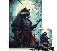 Raccoon Samurai Jigsaw Puzzles for Teenagers 1000 Piece Recall Upgrade Calm Relax Clear Cut Art Collection Piece (50x75cm)
