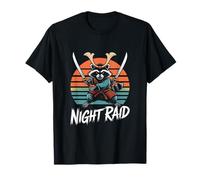 Raccoon Samurai Night Raid Vector Art T-Shirt