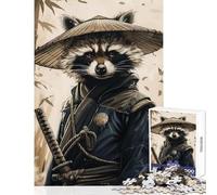 Raccoon Samurai Warrior 1000 Piece Jigsaw Puzzle for Teenagers Support Memory Strength And Retention Gentle Calm Leisure Activity (38X52cm)