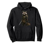 Raccoon Samurai, Warrior Japanese Budo Animal, Nature Design Pullover Hoodie