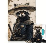 Raccoon Samurai Warrior Jigsaw Puzzle for Teenagers 1000 Pieces Clear Logic Toy Slow Enjoy Perfect Cut Bday Surprise (38x52cm)