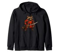 Raccoon Samurai Warrior With Sword And Armor Zip Hoodie