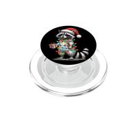 Raccoon Santa Hat Holding Present Cute Bow Trash Panda PopSockets PopGrip for MagSafe