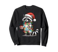 Raccoon Santa Hat Holding Present Cute Bow Trash Panda Sweatshirt