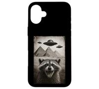 Raccoon Selfie With Alien UFO Pyramids Funny Case for iPhone 16 Plus