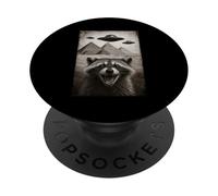 Raccoon Selfie With Alien UFO Pyramids Funny PopSockets Adhesive PopGrip
