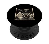 Raccoon Selfie With Alien UFO Pyramids Funny PopSockets Adhesive PopGrip