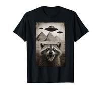 Raccoon Selfie with Alien UFO Pyramids Funny T-Shirt