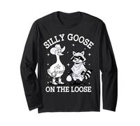 Raccoon Silly Goose Western Cowboy Rodeo Vibes Long Sleeve T-Shirt