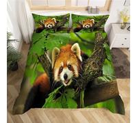 Raccoon Single Duvet Cover Sets Cute Animals Bedding Set 3D Print Quilt Cover 135x200 cm Soft Microfiber Lightweight with Zipper Closure and 2 Pillowcases f-2085