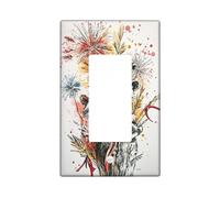 Raccoon Single Rocker Light Switch Cover, Fanciful Nature Fireworks Floral Autumn Yellow Plastic Standard Size Switch Plate Decorative for Home Living Room New Apartment Decor