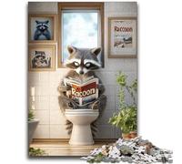 Raccoon Sitting on The Toilet 1000 Piece Jigsaw Puzzles,Challenging Game And Family Play for Is Ideal As A Gift for The Whole Family (38x52cm)