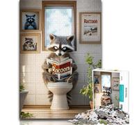 Raccoon Sitting on The Toilet 1000 Piece Jigsaw Puzzles for Teenagers,Challenging Game Gifts for Is Ideal As A Gift for The Whole Family 38x26cm