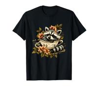 Raccoon Sleeping Floral Cup Raccoon Lover Sleepy Animal T-Shirt