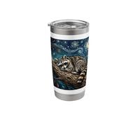 Raccoon Sleeping on a Tree Starry Night Artwork Stainless Steel Insulated Tumbler