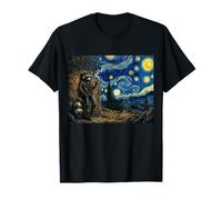Raccoon Smoking Starry Night Painting Van Gogh Funny Tee T-Shirt