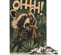 Raccoon Smoking Weed Cigar 1000 Piece Jigsaw Puzzle for Adult Toy Intellectual Game Educational Game for Adult Stress Relief Home Decoration 1000pcs (75x50cm)