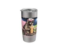 Raccoon Soccer Field Caffeinated Mom I Live Here Now Stainless Steel Insulated Tumbler