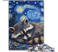 Raccoon Starry Sky JigsawPuzzle 1000 Pieces for Teenagers, Pattern Assembly Fun at Home Activities, Birthday Present,Travel Gifts (26x38cm)