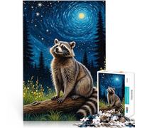 Raccoon Starry Sky1000 teenager Pieces Jigsaw Puzzle Stress Reliever Difficult Challenge is ideal as gifts for the whole family 38x26cm