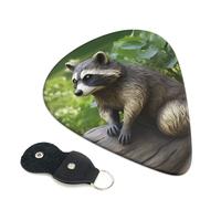 Raccoon Statue 6 Pack Guitar Picks With Holder, Personalized Guitar Plectrums Non-Slip Portable Ukulele Bass Picks 0.71mm For Acoustic Guitar Lovers Gifts