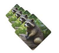 Raccoon Statue Car Air Fresheners Cards Set of 4 Pieces Personalized Car Fresheners Gifts for Men Women Auto Aromatherapy Tablets Hanging Scented Cards for Wardrobe Bathroom