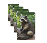 Raccoon Statue Car Air Fresheners Cards Set of 4 Pieces Personalized Car Fresheners Gifts for Men Women Auto Aromatherapy Tablets Hanging Scented Cards for Wardrobe Bathroom