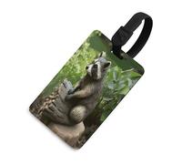 Raccoon Statue Luggage Tags for Suitcases Cute Suitcase Tag Privacy Cover ID Identifier Unique Name Tags for Travel Baggage Essentials Fashion Tag, Black-style, One Size