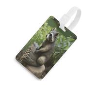 Raccoon Statue Luggage Tags for Suitcases Cute Suitcase Tag Privacy Cover ID Identifier Unique Name Tags for Travel Baggage Essentials Fashion Tag, White-style, One Size