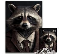 Raccoon Suit 1000Pc Adults Jigsaw Puzzle Wooden Jigsaw Puzzles for Adults Interactive Family Game, Brain Challenge, Educational Toy 50x75CM/19.68x29.52inch