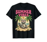 Raccoon Summer Vibes Beach Retro Cool Wildlife Vacation T-Shirt