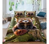 Raccoon Super King Duvet Cover Set 3D Printed Cute Animals Bedding Set Ultra Soft Microfiber Quilt Cover 220x260 cm with 2 Pillowcases with Zipper for Boys Girls Teens a.1817