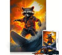 Raccoon Surfing Adventure Hard Jigsaw Puzzle for Adults 1000 Pieces Pure Logic Toy Home Activity Clean Cut Lovely Gift (38x26cm)