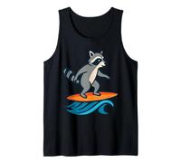 Raccoon Surfing On A Surfboard Rides The Waves Tank Top