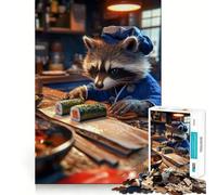 Raccoon Sushi Chef 1000 Piece Jigsaw Puzzles for Adults Teenagers Solid Logic Toy Quiet Fun Precision Cut Santa Wish Pick (50x75cm)
