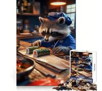 Raccoon Sushi Chef 1000 Piece Jigsaw Puzzles for Adults Teenagers Solid Logic Toy Quiet Fun Precision Cut Santa Wish Pick (50x75cm)