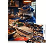 Raccoon Sushi Chef Jigsaw Puzzle for Teenagers 1000 Pieces Mind Game Toy Relaxed Mind Neat Cut (38x26cm)