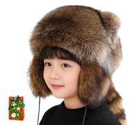 Raccoon Tail Mood Hat, Racoon Hat with Tail, Retro Y2K Detachable Fluffy Earmuffs, Unisex Faux Fur Winter Earflap Hats (Kids)