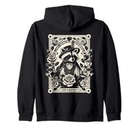 Raccoon Tarot Card Reader Vintage Gothic Rose Racoon Lover Zip Hoodie