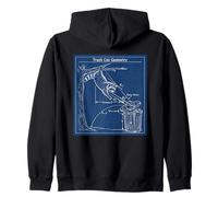 Raccoon Trash Can Geometry Blueprint Funny Physics STEM Zip Hoodie