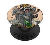 Raccoon Trash King Crowned Urban Animal Scavenger PopSockets Adhesive PopGrip