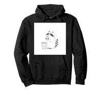 Raccoon Trash Panda Eating Donut Sketch Art Pullover Hoodie
