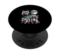 Raccoon Trio Under Full Moon Night Sky Forest Magic PopSockets Adhesive PopGrip